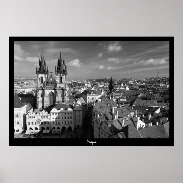 Poster Ville de Prague (B&W) (Devant)