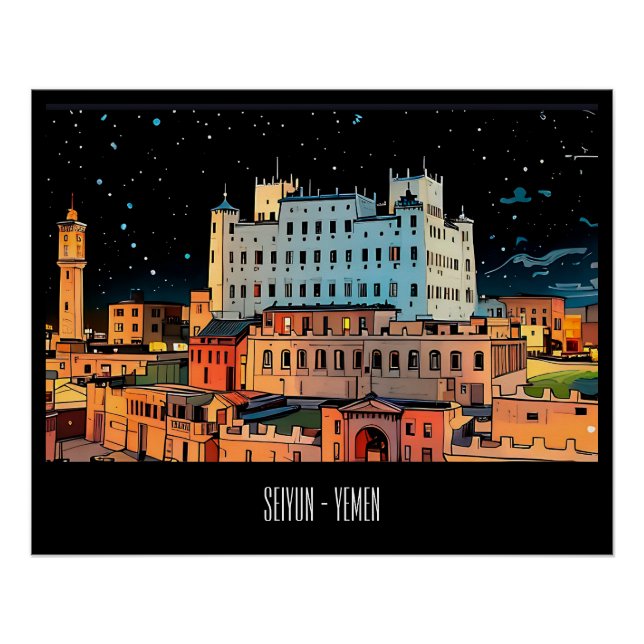 Poster Ville de Seiyun - Yémen (Devant)