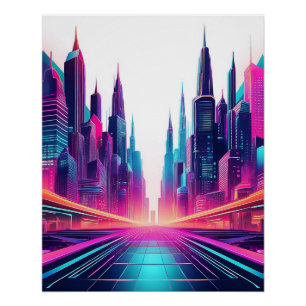 Poster Ville futuriste de Neon - Art Sci-Fi audacieux