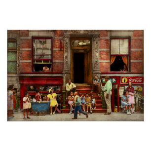 Poster Ville - Harlem NY - La vie sur le perron 1935
