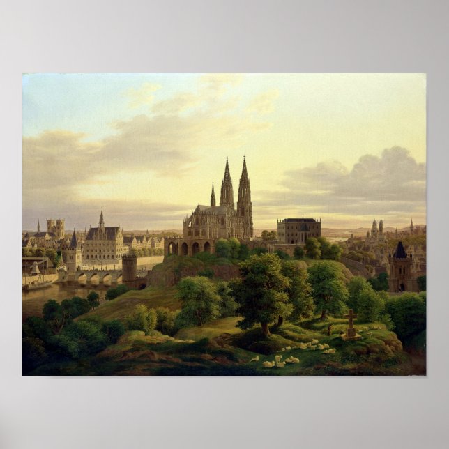 Poster Ville médiévale en 1830, 1830 (Devant)