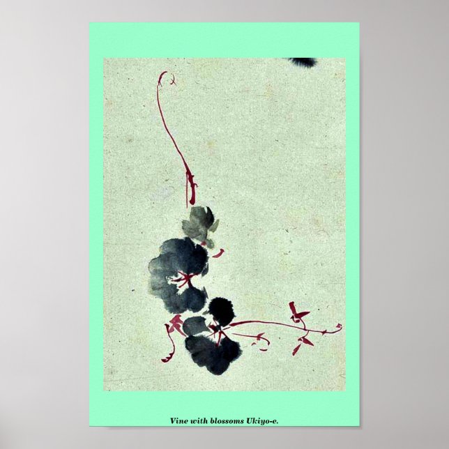 Poster Vin aux fleurs Ukiyo-e. (Devant)