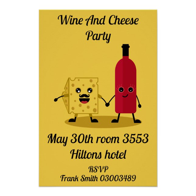 Poster Vin Et Fromage Invitation (Devant)