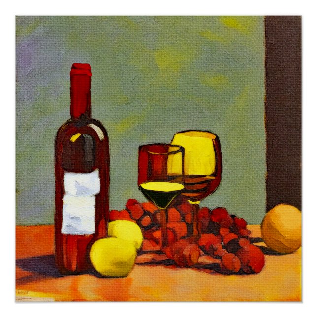 Poster Vin et fruits (Devant)