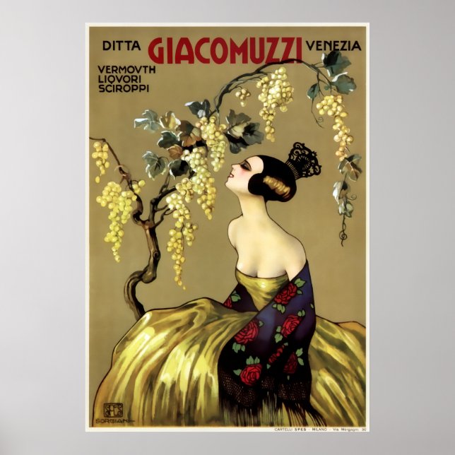 Poster VIN vintage ITALIEN c. 1900 (Devant)