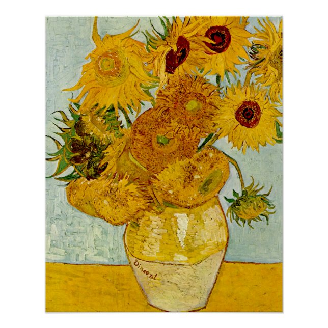 Poster Vincent Van Gogh 12 Tournesols Impressionniste (Devant)