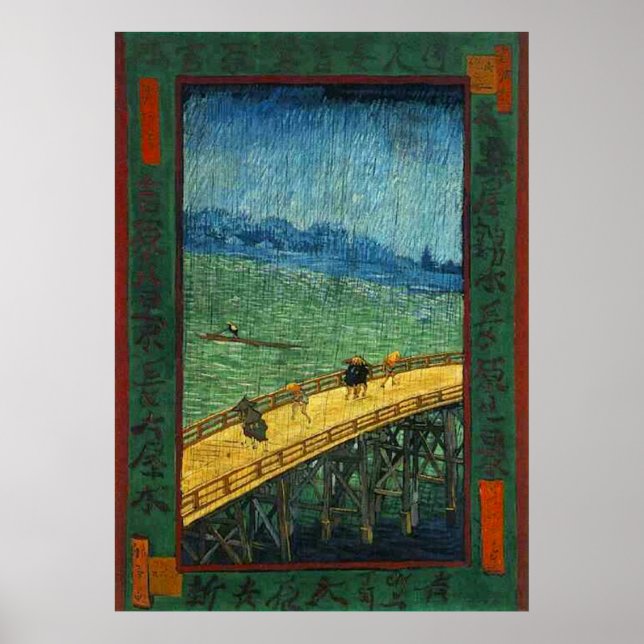 Poster Vincent van Gogh Bridge in Rain (after Hiroshige) (Devant)