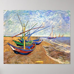 Poster Vincent Van Gogh - Fishing Boats On The Beach