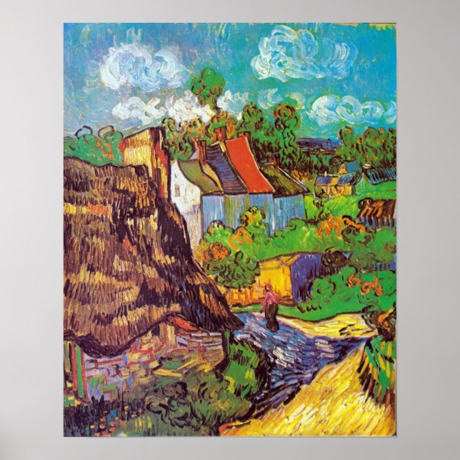 Poster Vincent van Gogh Houses at Auvers (Devant)