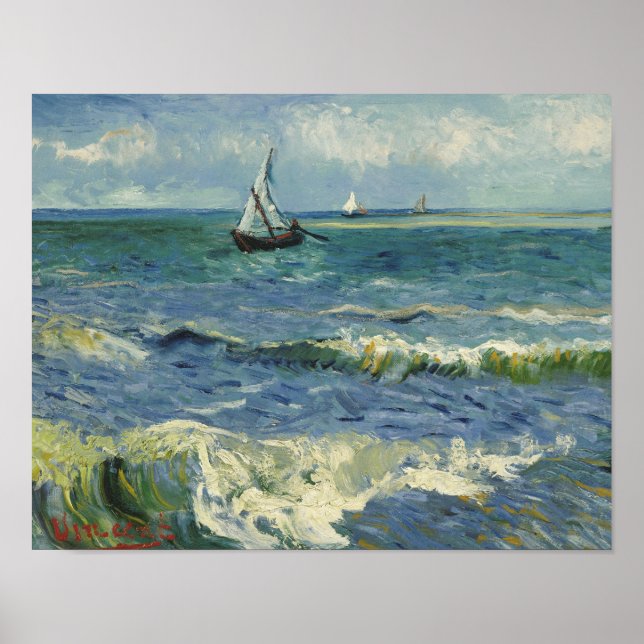 Poster Vincent van Gogh - La mer près des Saintes (Devant)
