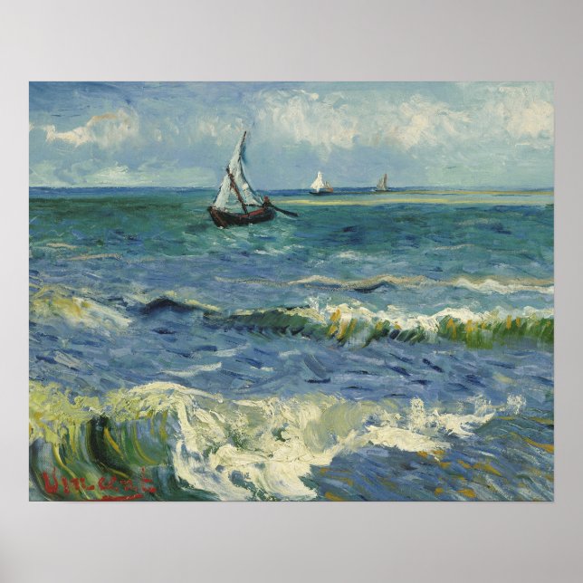 Poster Vincent van Gogh - La mer près des Saintes (Devant)