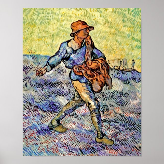 Poster Vincent Van Gogh - Le Semeur - Peinture d'art fin (Devant)
