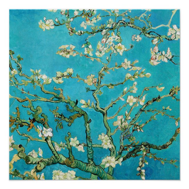 Poster Vincent Van Gogh peignant Floraison des amandiers (Devant)