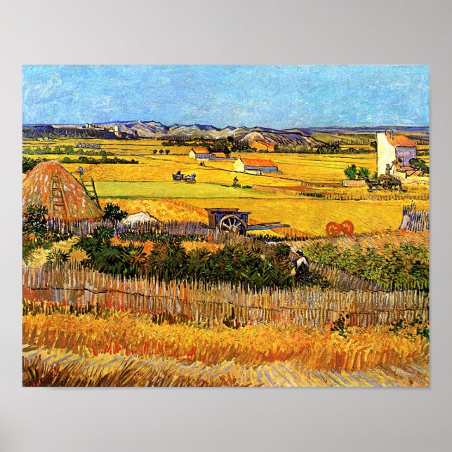 Poster Vincent Van Gogh - Récolte à La Crau Beaux-Arts (Devant)