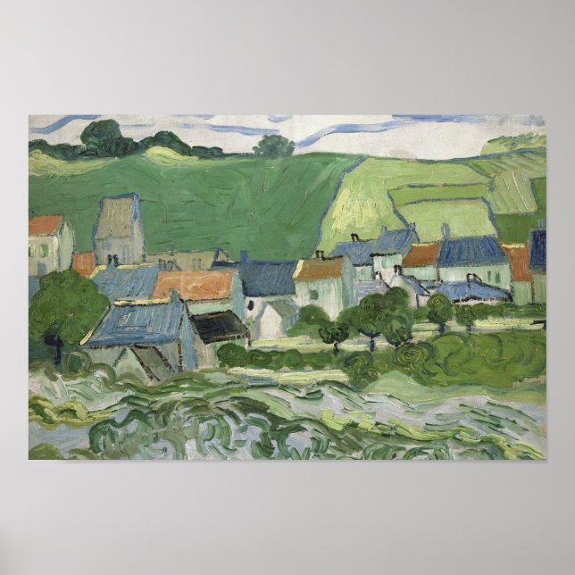 Poster Vincent van Gogh - Vue d'Auvers (Devant)