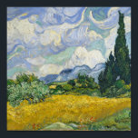 Poster Vincent Van Gogh Wheat Field with Cypresses<br><div class="desc">Beautiful artwork from 1889 by the famous painter Vincent Van Gogh,  one of my favorite artists from the impressionist period. This impressionism landscape art features tall green cypresses set against pretty swirling clouds above a wheat field.</div>