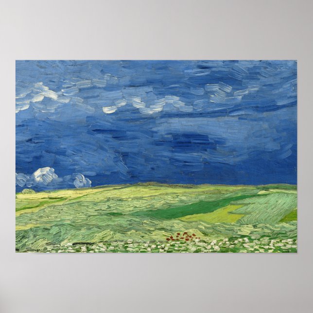 Poster Vincent van Gogh - Wheatfield under Thunderclouds (Devant)