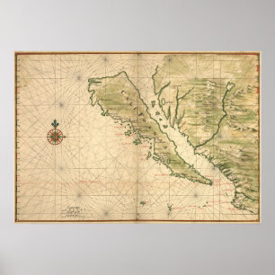 Poster Vingboons la "Californie comme 1650) réimpressions