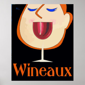 Poster Vins, boit du vin dans un verre