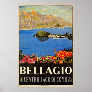 Poster Vintage 1920s Bellagio Italian travel advert