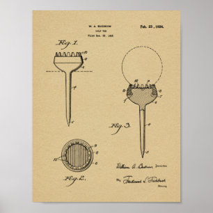 Poster Vintage 1926 Golf Ball Tee Design Patent Art Print