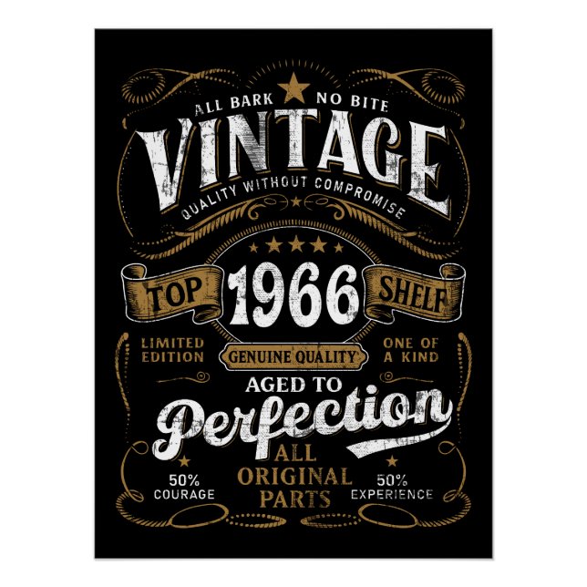 Poster Vintage 1966 Birthday Aged To Perfection 60th  (Devant)