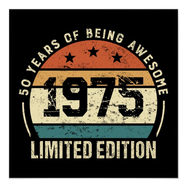 Poster Vintage 1975 Retro 50th Birthday Anniversary (Devant)
