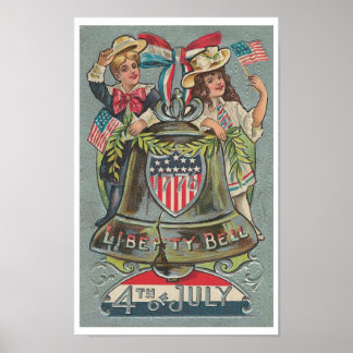 Poster vintage 4 juillet Liberty Bell