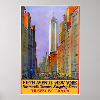 Poster vintage 5th Avenue New York City Travel