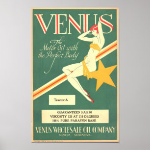 Poster vintage à l'huile moteur "Vénus"