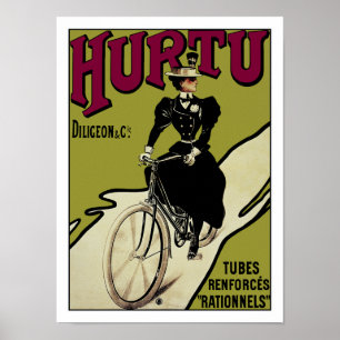 Poster vintage à vélo : Vélos Hurtu