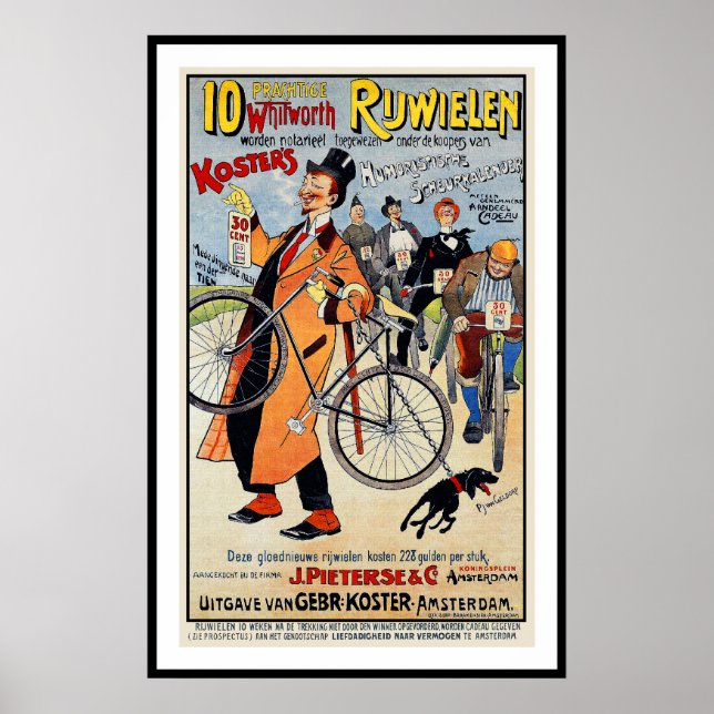 Poster vintage à vélo : Whitworth Rijwielen (Devant)