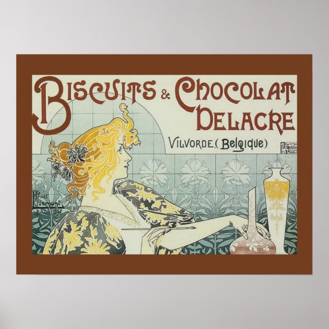 Poster Vintage Ad Biscuits Chocolat Delacre Imprim (Devant)