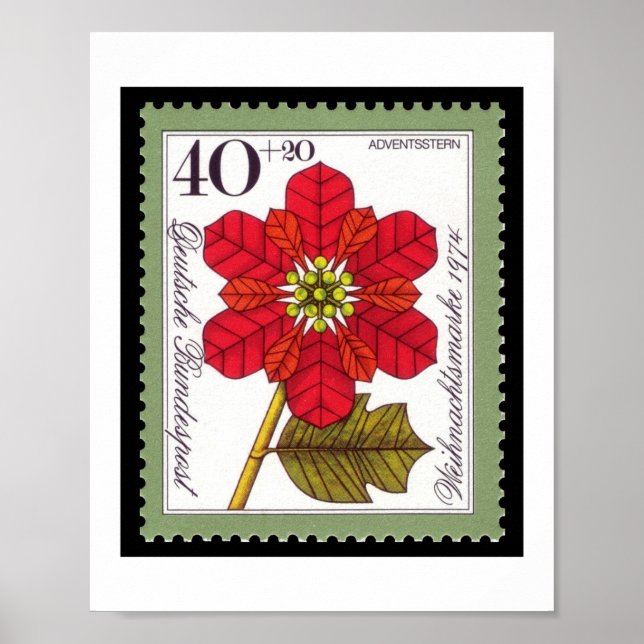 Poster vintage allemand sur le timbre de Noël (Devant)