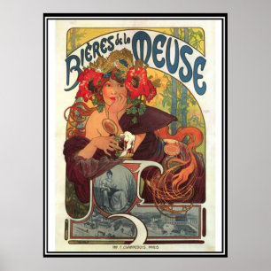 Poster vintage Alphonse Mucha Beer Ad