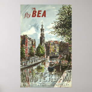 Poster Vintage Amsterdam Travel