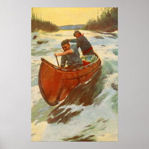 Poster Vintage Antique River Rapids Canada Oliver Kemp