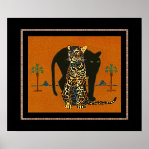 Poster Vintage Art Leopard
