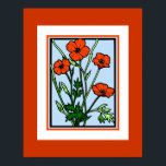 Poster Vintage Art Orange Red Poppies<br><div class="desc">Poster Vintage Art Orange Red Poppies</div>