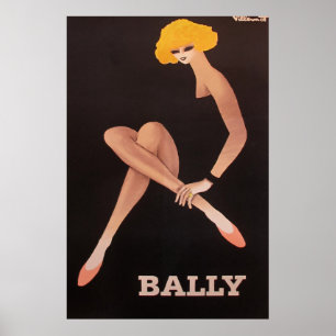 Poster Vintage Art Villemot/ Bally Pink Shoes