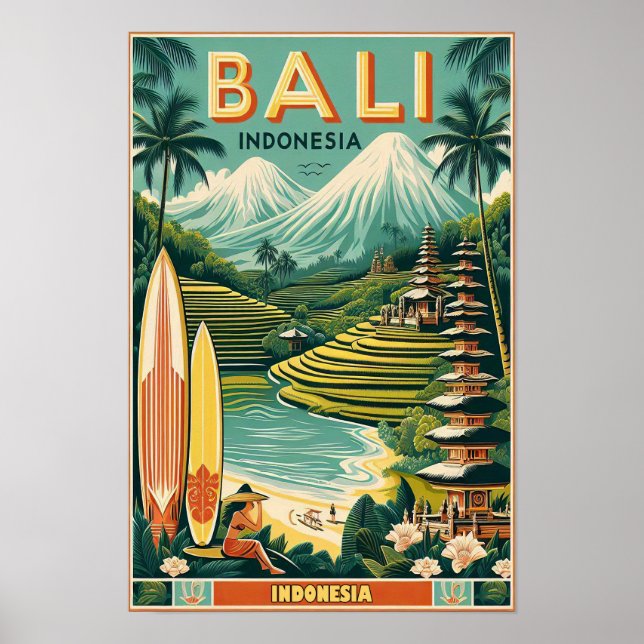 Poster vintage Bali Travel (Devant)