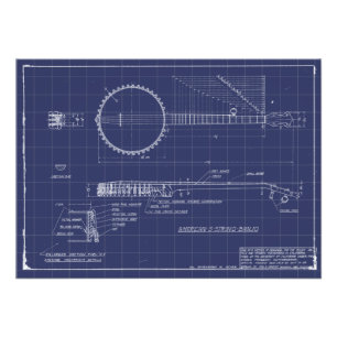 Poster vintage Banjo Blueprints