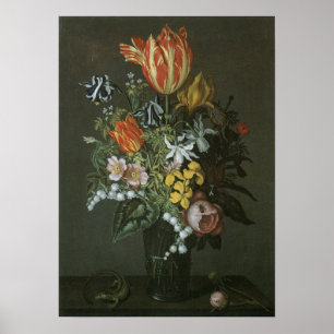 Poster Vintage Baroque, Floral Fleurs de Vase