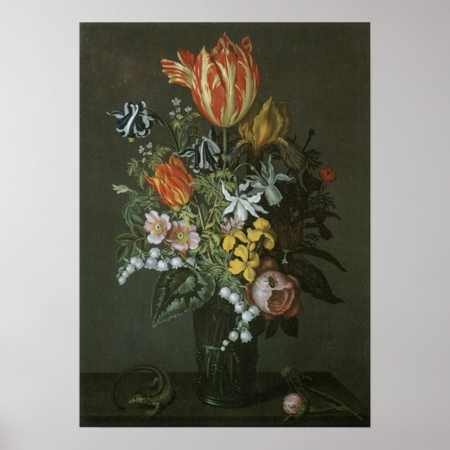Poster Vintage Baroque, Floral Fleurs de Vase (Devant)