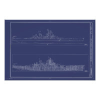 Poster vintage Battleship USS Missouri Blueprints