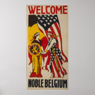 Poster Vintage Bienvenue Noble Belgique