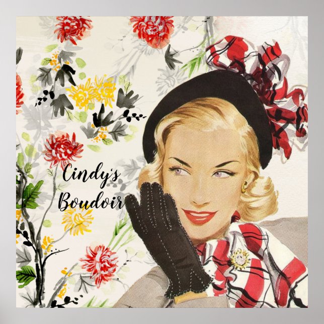 poster vintage boudoir. Modifiable (Devant)
