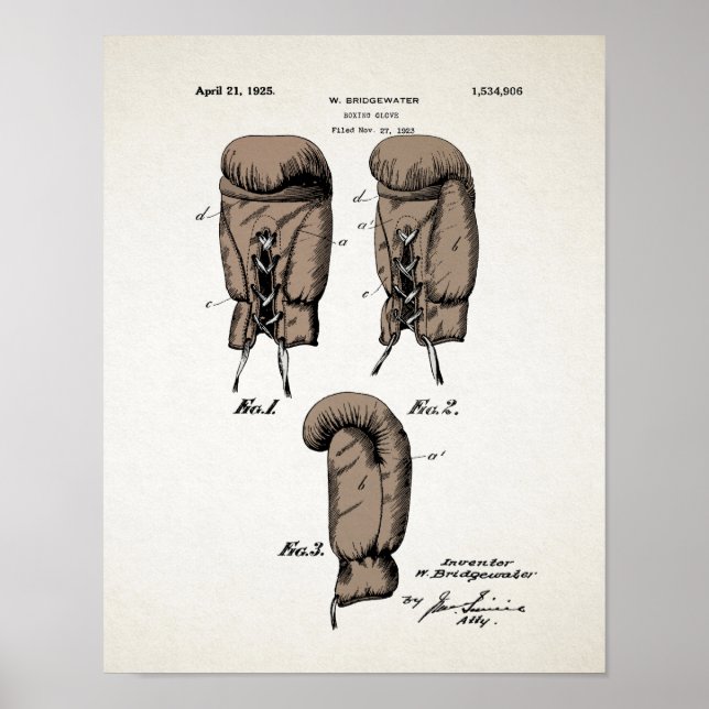 Poster vintage Boxing Glove Patent 1923 (Devant)