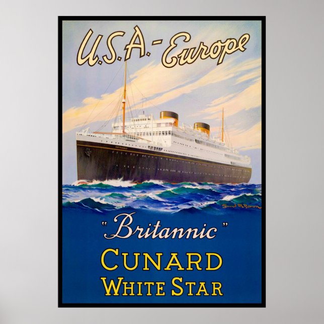 Poster vintage "Britannic" Cunard White Star (Devant)