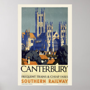 Poster vintage britannique de Canterbury 1937